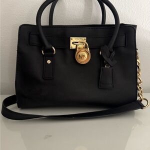 Michael Kors Black Satchel with Gold Accents